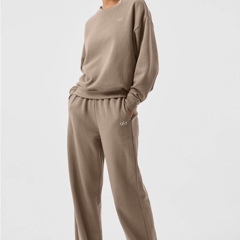 Alo Brown SET Crewneck and Sweatpants Set
